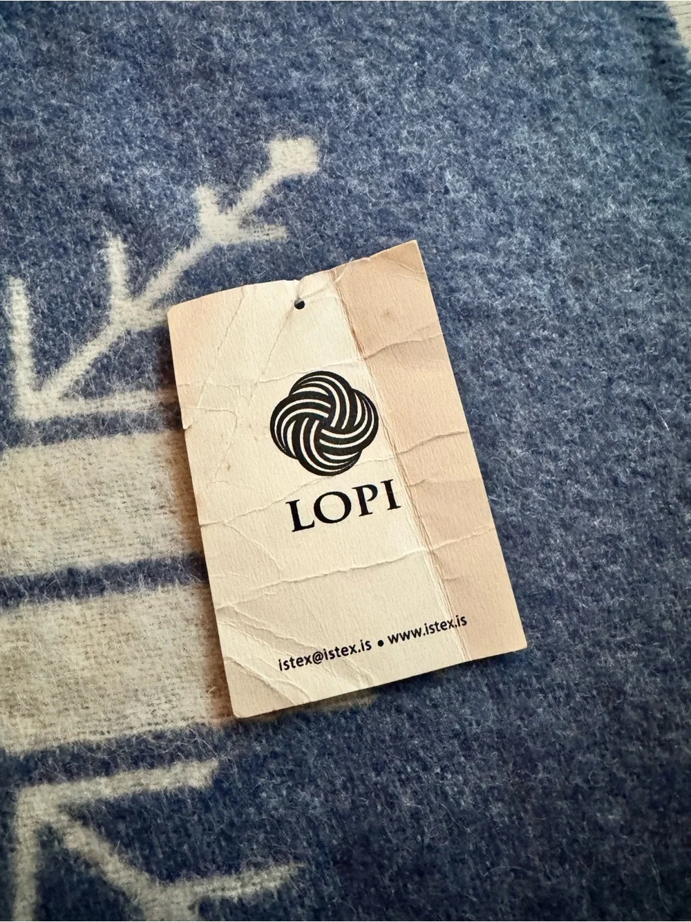 NWT Lopi Icelandic Throw Blanket Pure New Wool Snowflake Blue Reversible